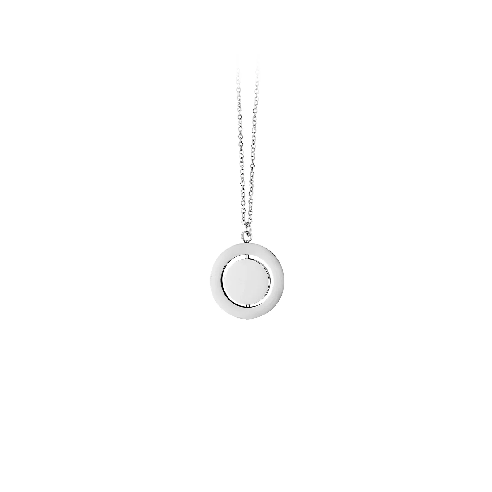 Silver Stainless Steel Spinner Pendant Necklace (3pcs)