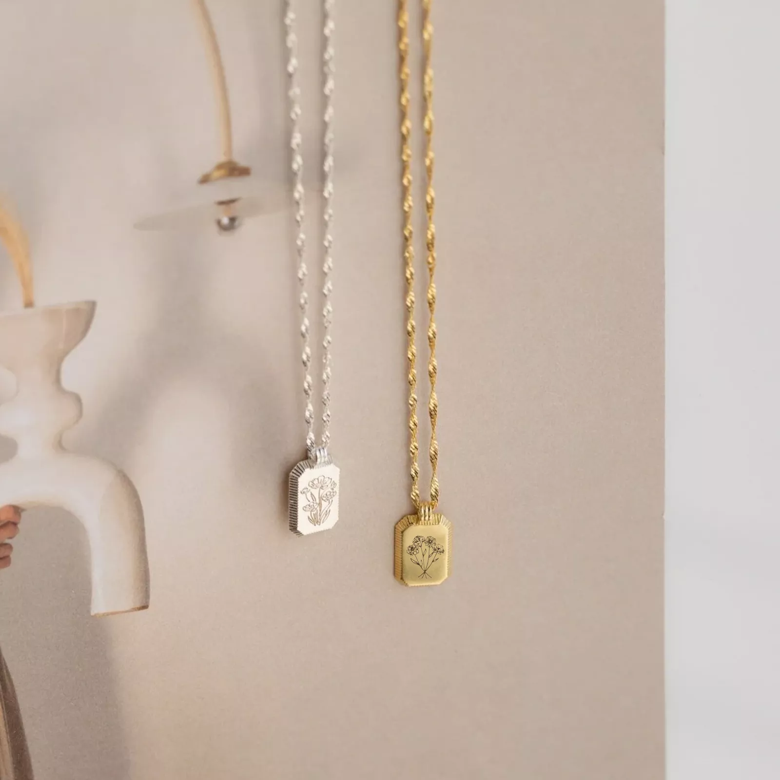 Stainless Steel Embossed Square Pendant (10pcs) - Image 2
