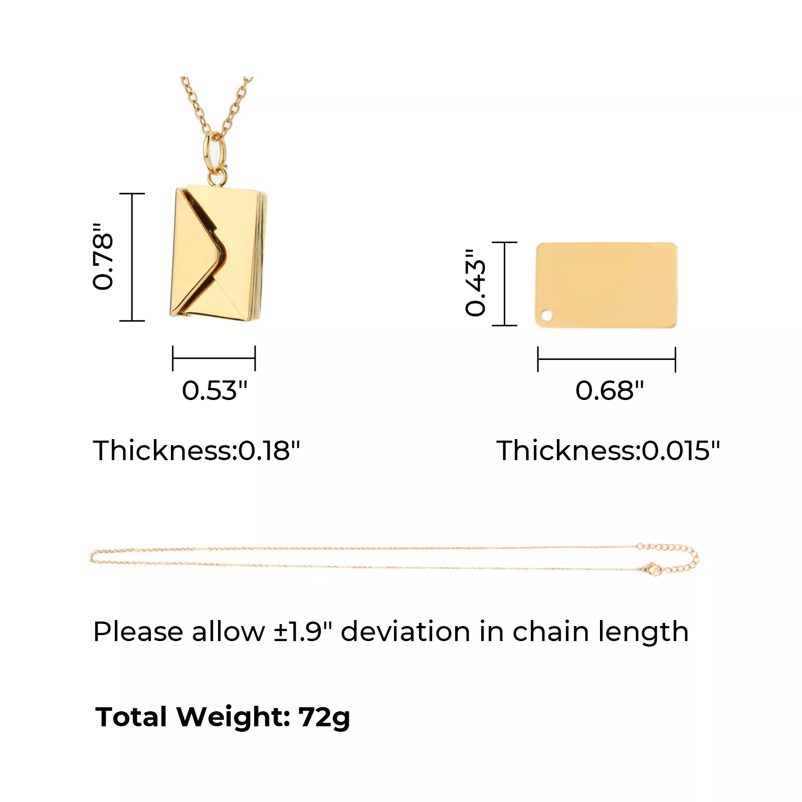 Stainless Steel Envelope Necklace (3pcs) - Image 3