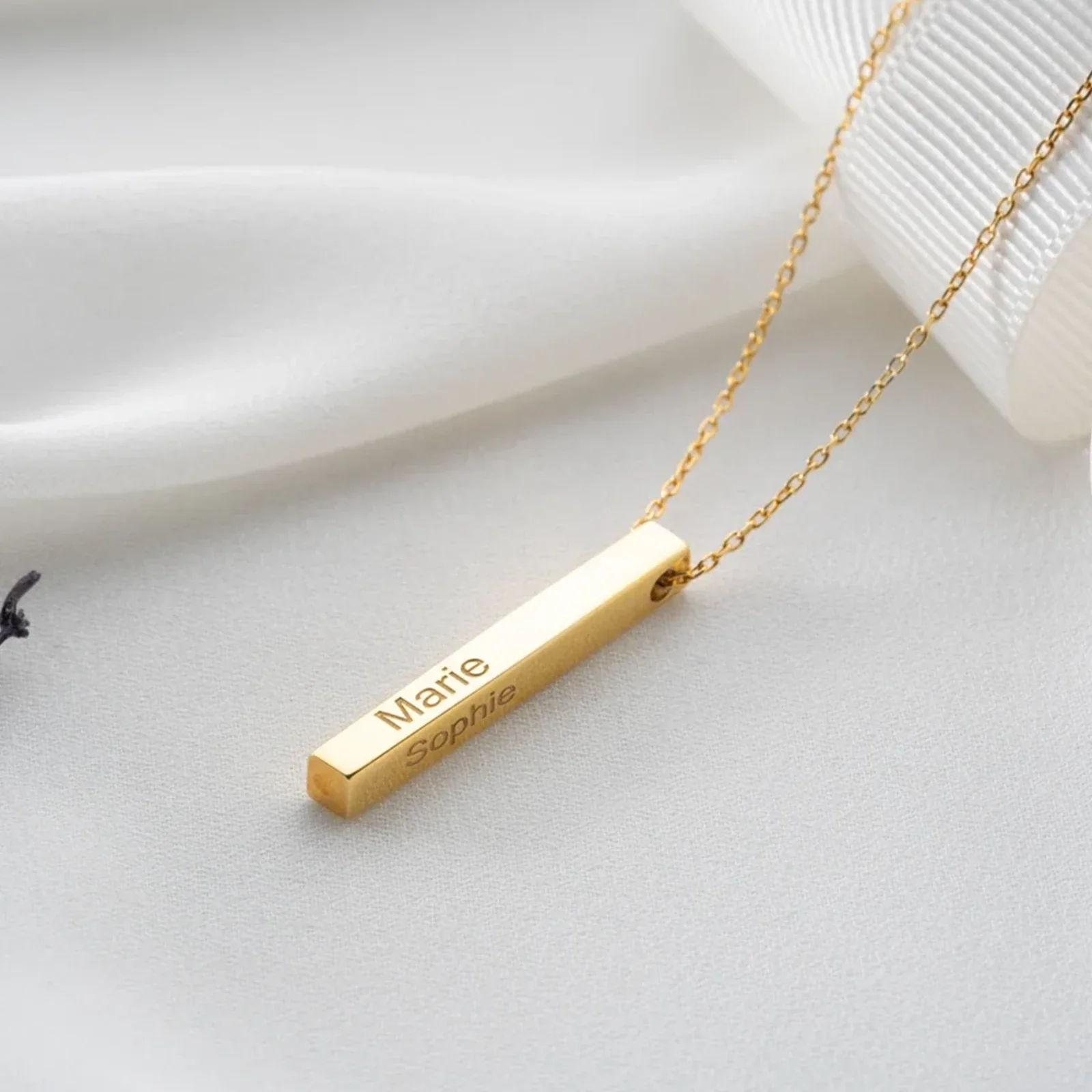 Stainless Steel Gold Vertical Bar Necklace (6pcs) - Image 2
