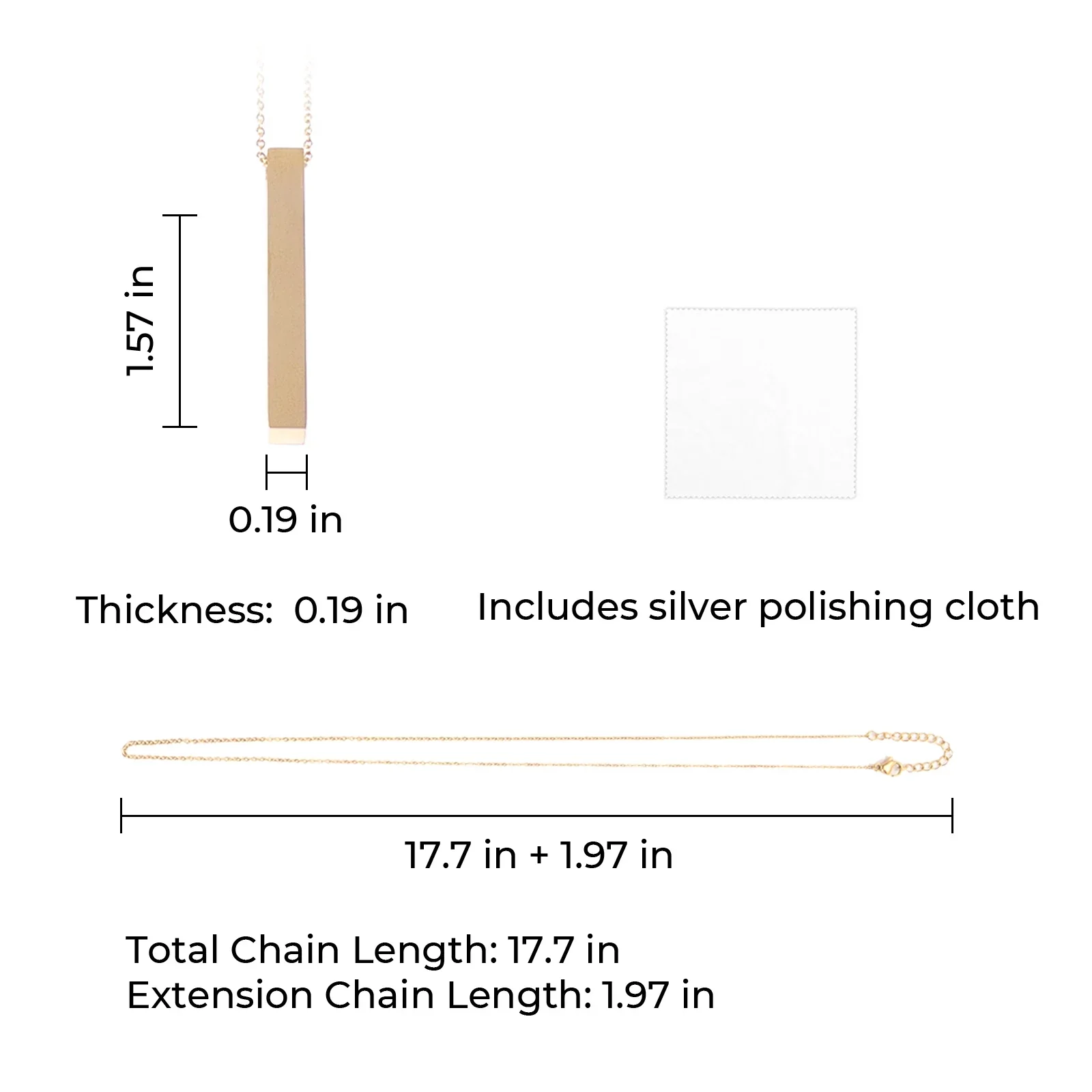 Stainless Steel Gold Vertical Bar Necklace (6pcs) - Image 3