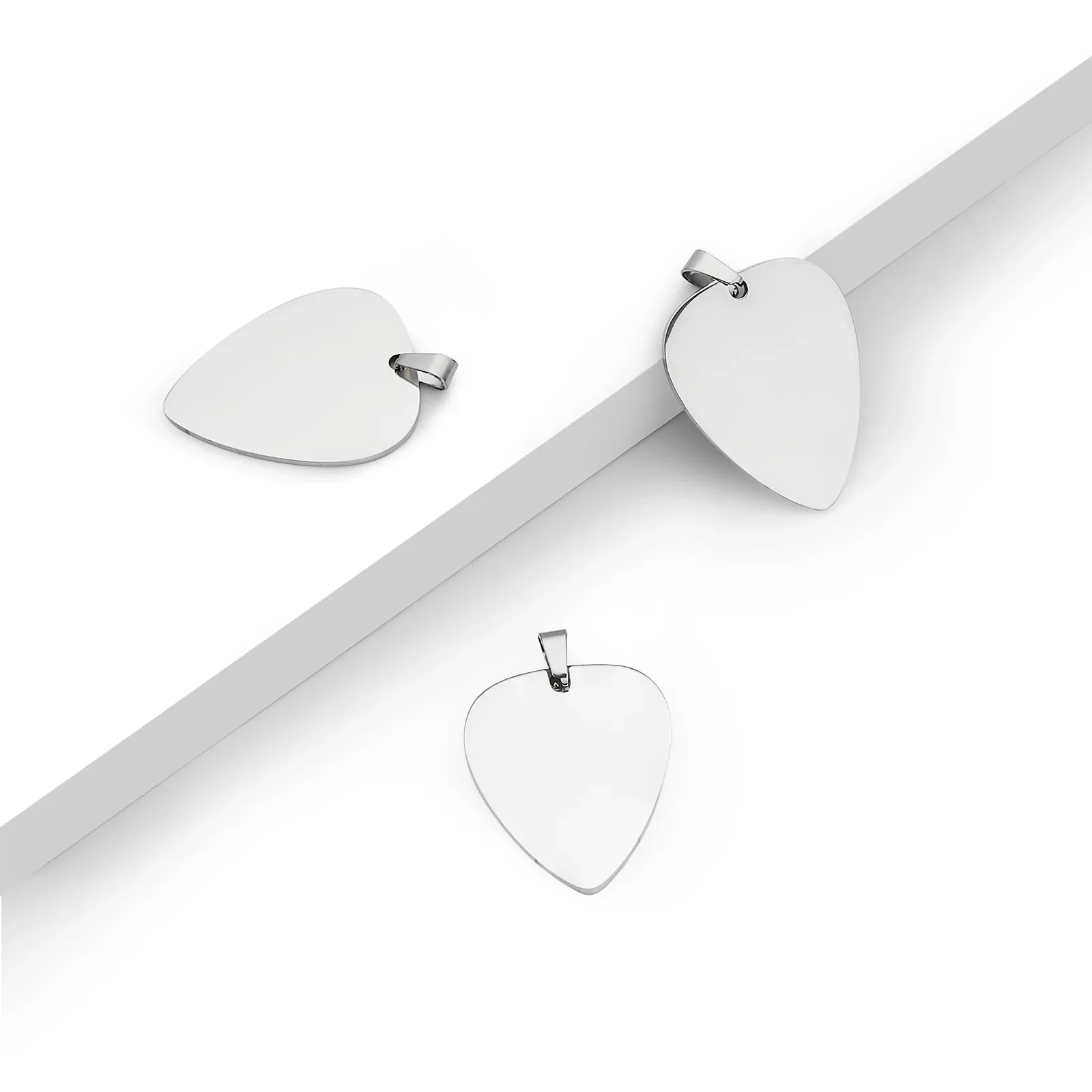 Stainless Steel Guitar Pick Pendants (10pcs)