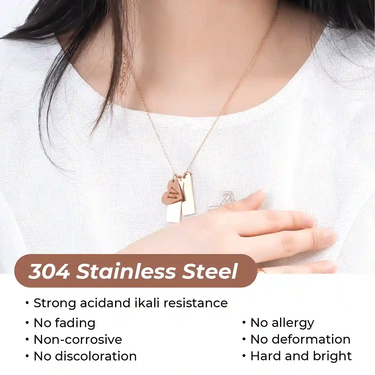 Stainless Steel Heart and Bar Necklace (6pcs) - Image 4