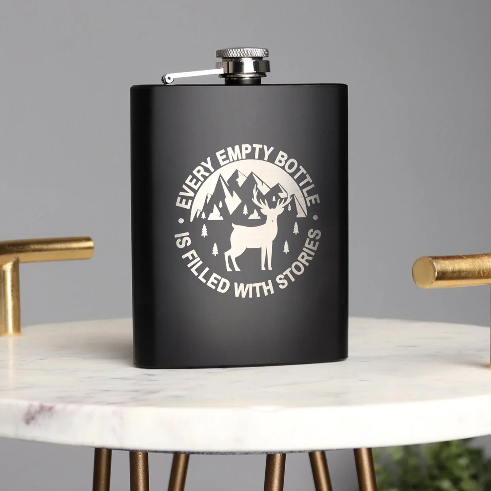 Stainless Steel Black Hip Flask (8oz) - Image 2