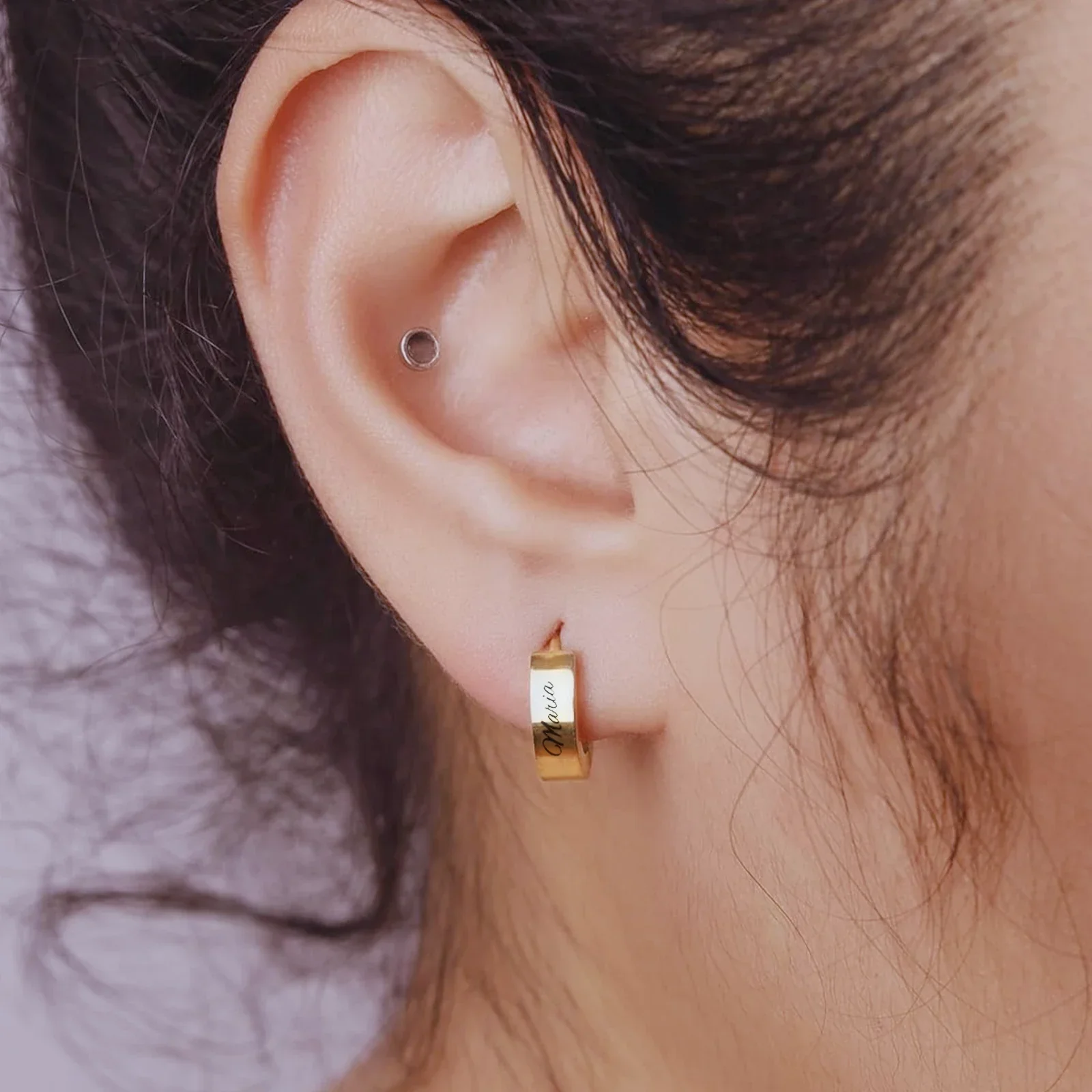 Stainless Steel Hoop Earrings (6 Pairs) - Image 2