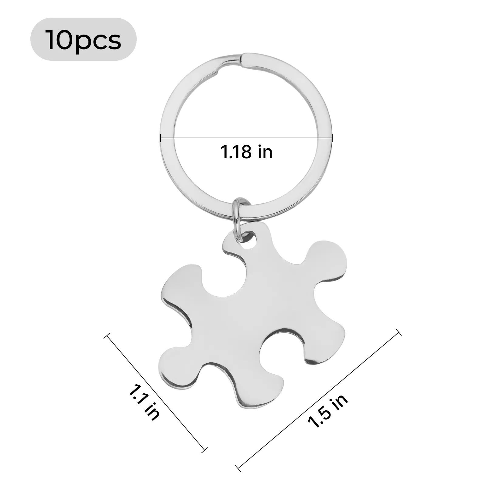 Stainless Steel Jigsaw Keychain (10pcs) - Image 3
