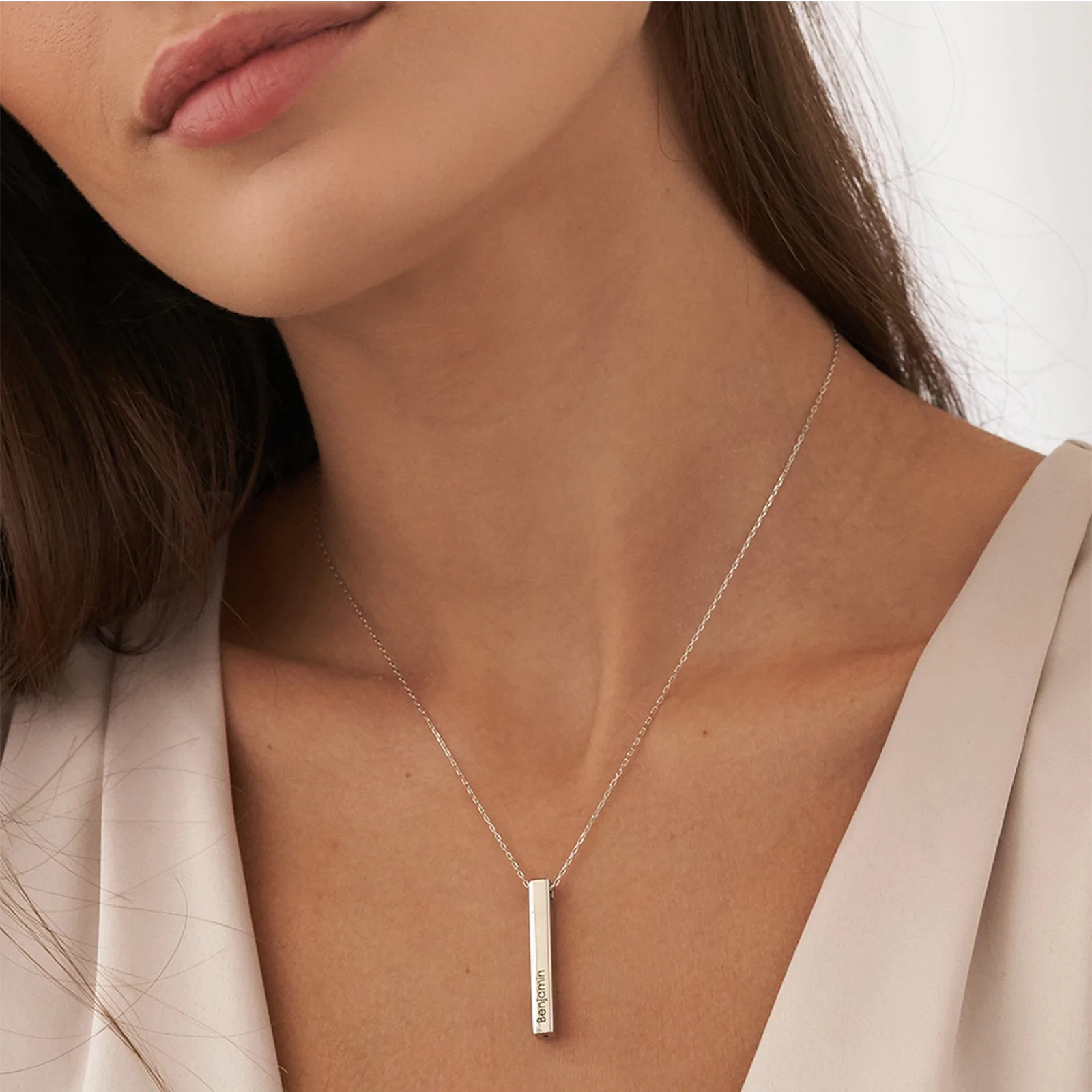 Stainless Steel Mixed Colors Vertical Bar Necklace (6pcs) - Image 2