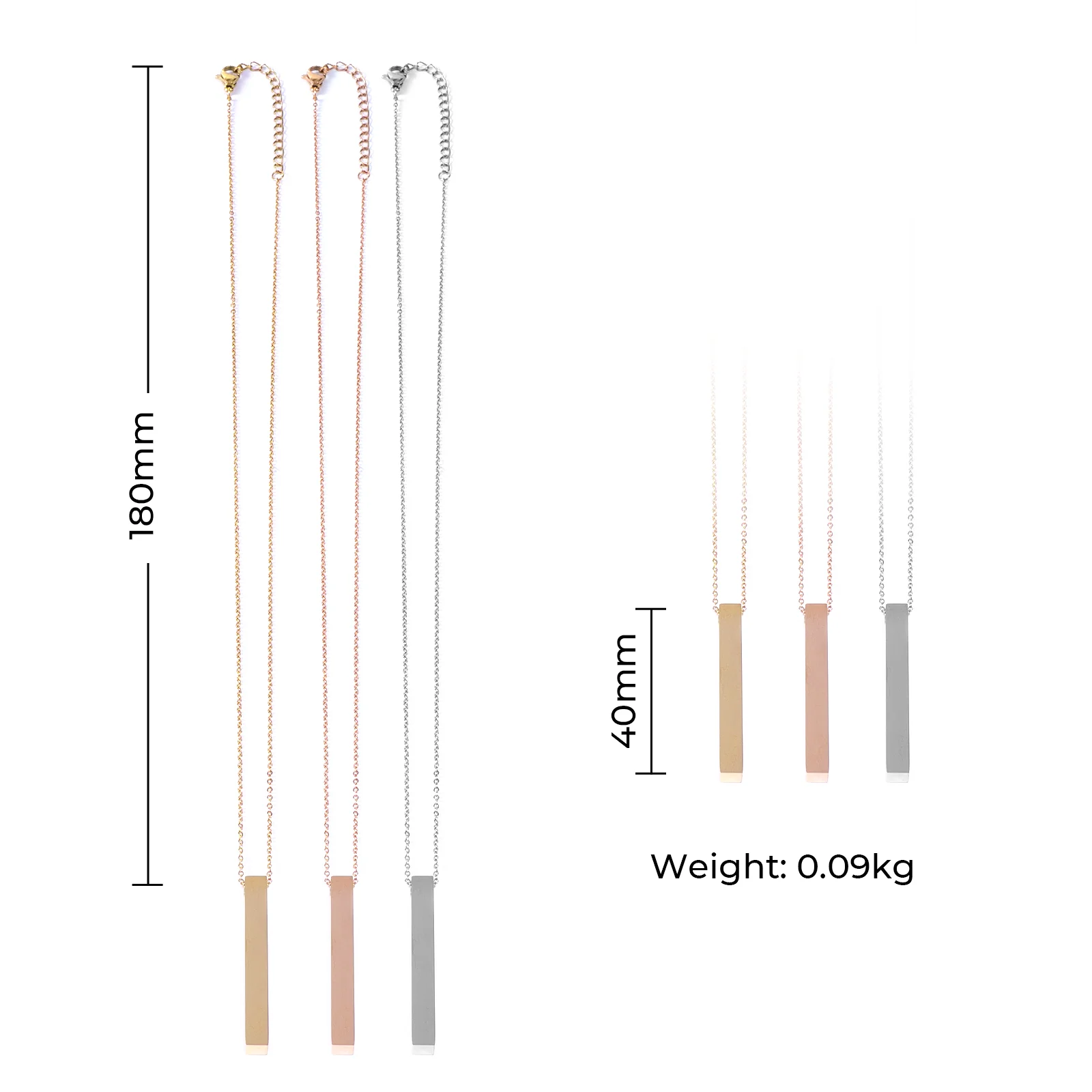 Stainless Steel Mixed Colors Vertical Bar Necklace (6pcs) - Image 3