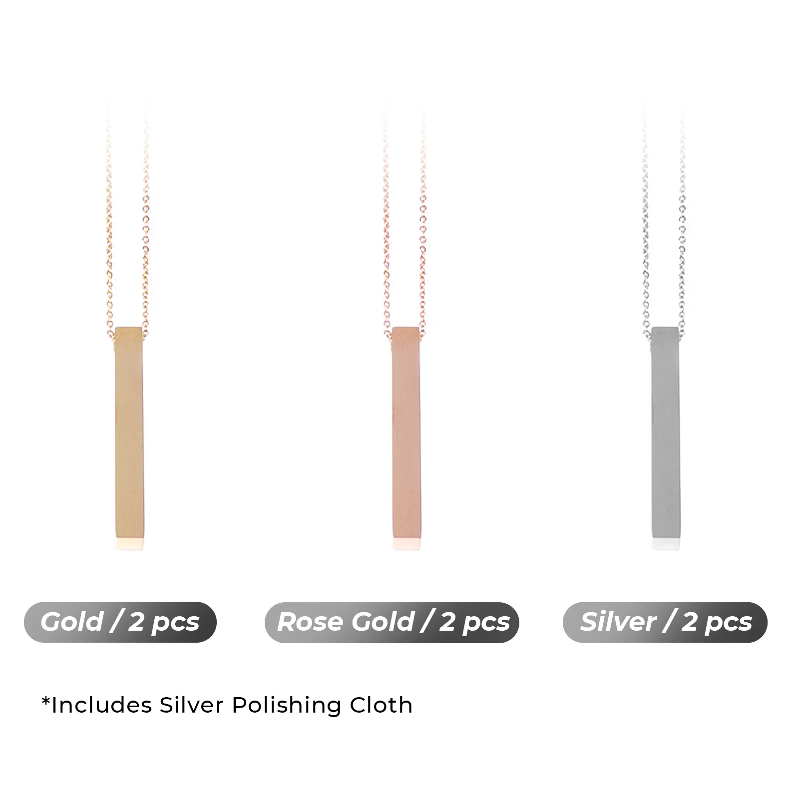 Stainless Steel Mixed Colors Vertical Bar Necklace (6pcs) - Image 4