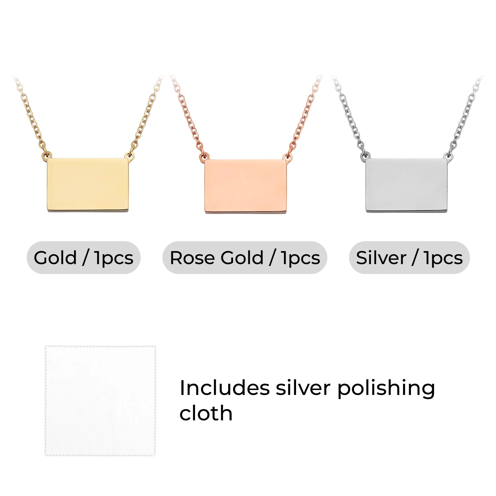 Stainless Steel Pull-Out Envelope Necklace (3pcs) - Image 4