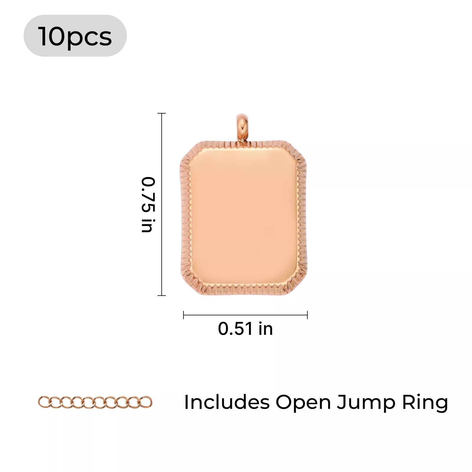 Stainless Steel Rose Gold Embossed Square Pendant (10pcs) - Image 3