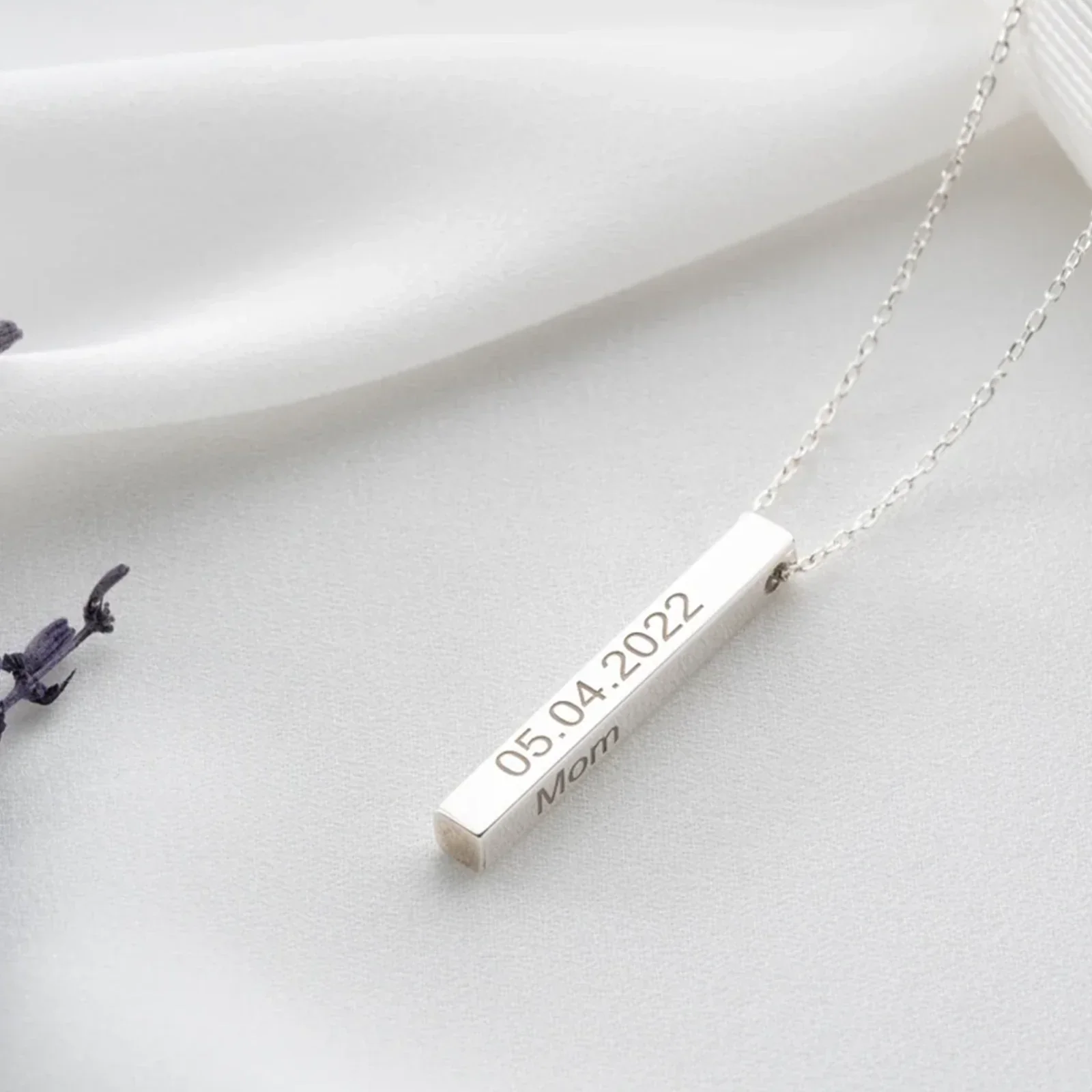 Stainless Steel Silver Vertical Bar Necklace (6pcs) - Image 2