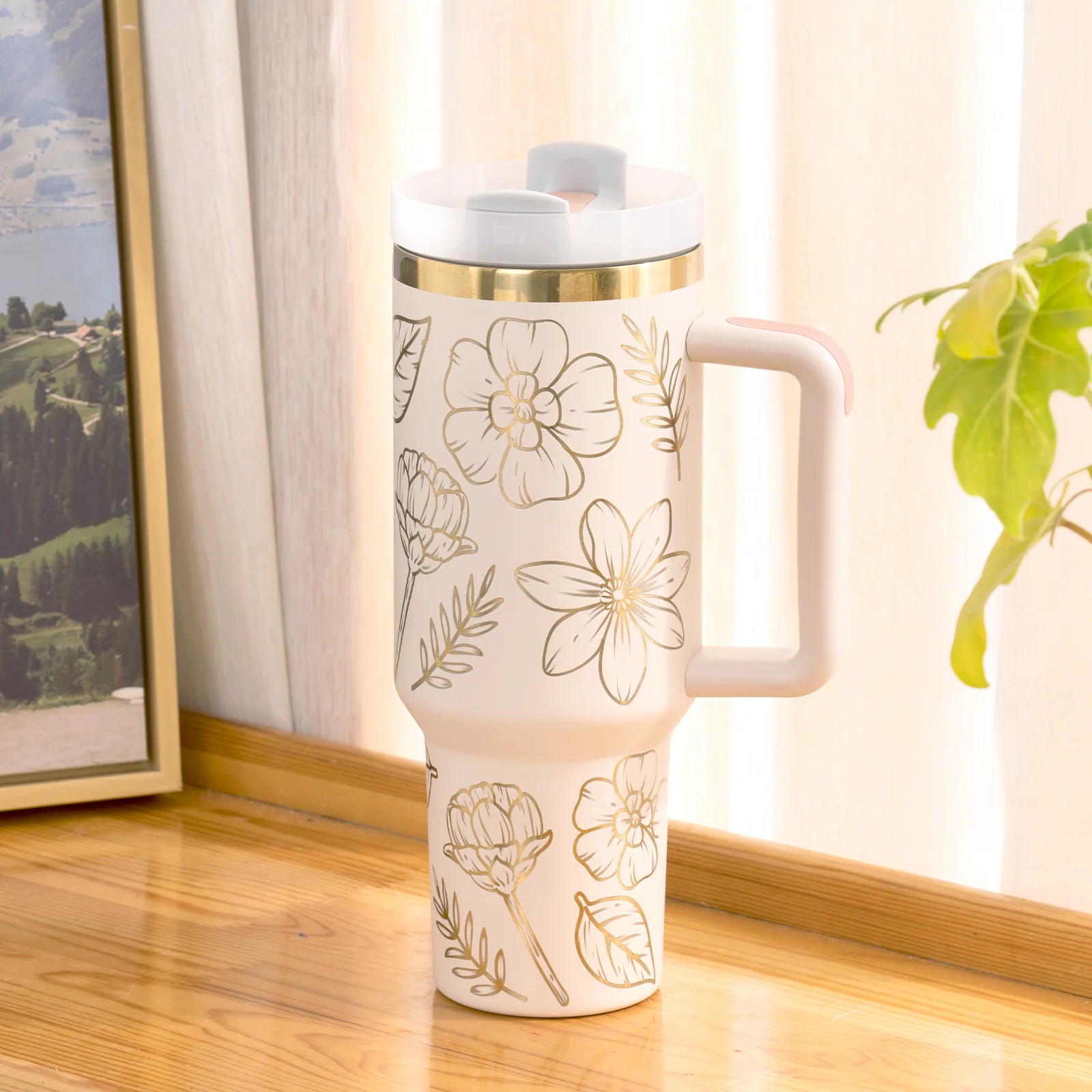 Stainless Steel Tumbler with Handle (40oz) - Image 3