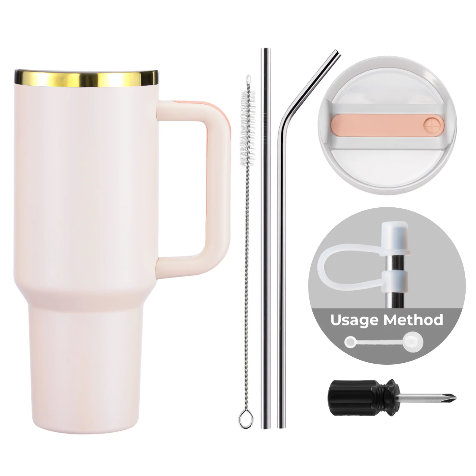 Stainless Steel Tumbler with Handle (40oz) - Image 4