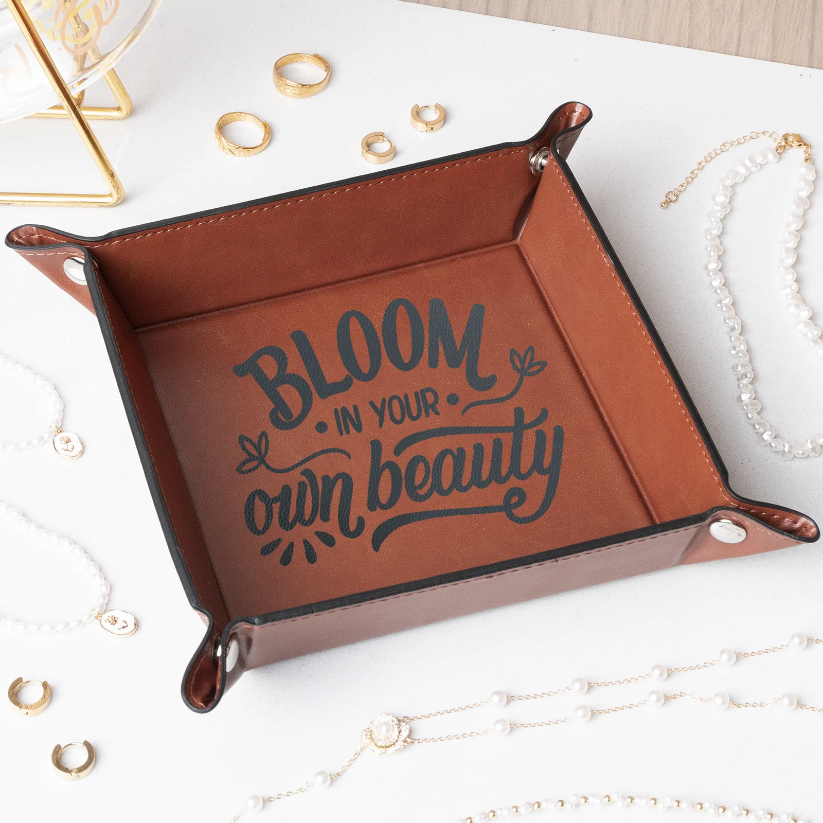 Vintage Brown to Black Laserable PU Leather Tray (1pcs) - Image 2