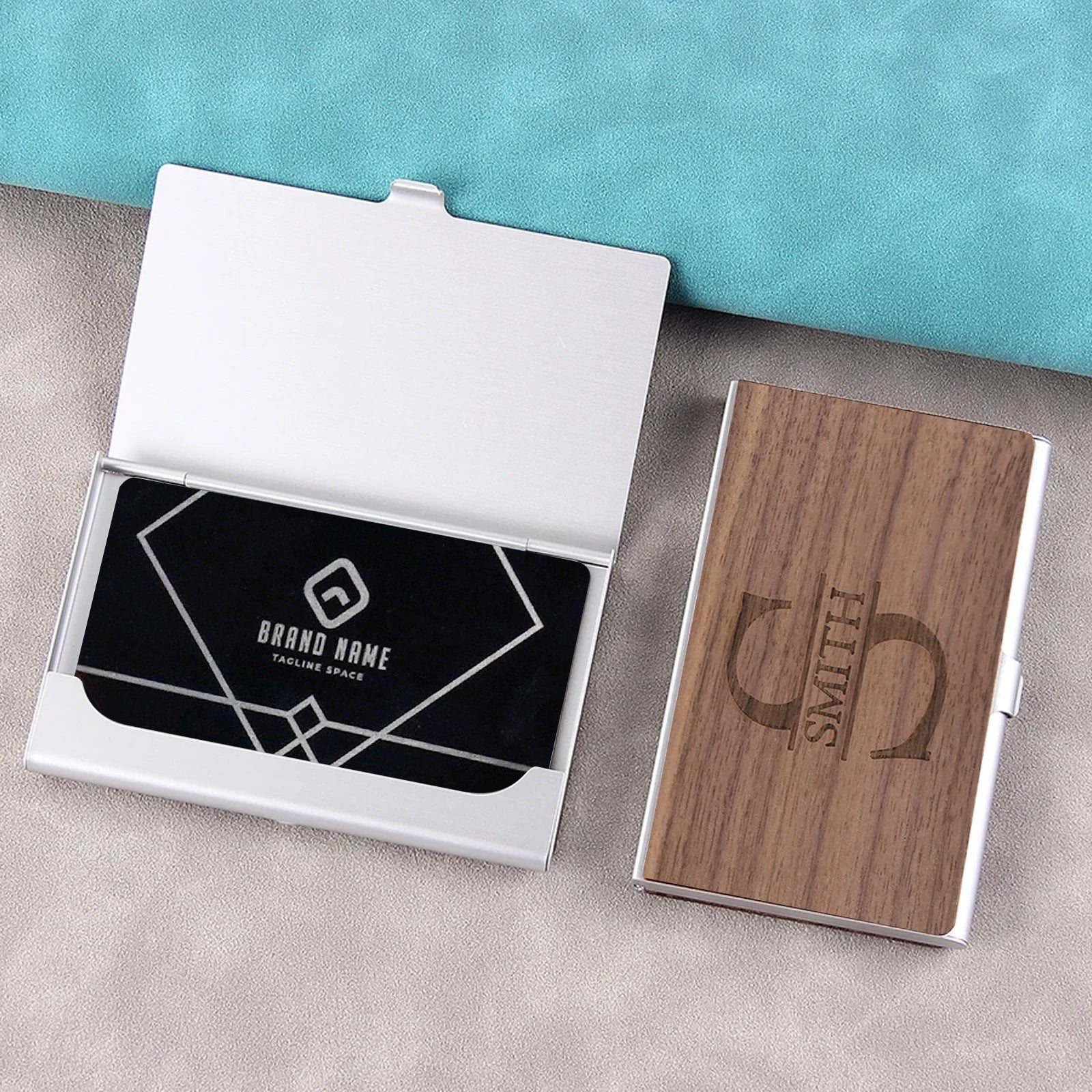 Walnut Wooden Business Card Holder (1pcs) - Image 2
