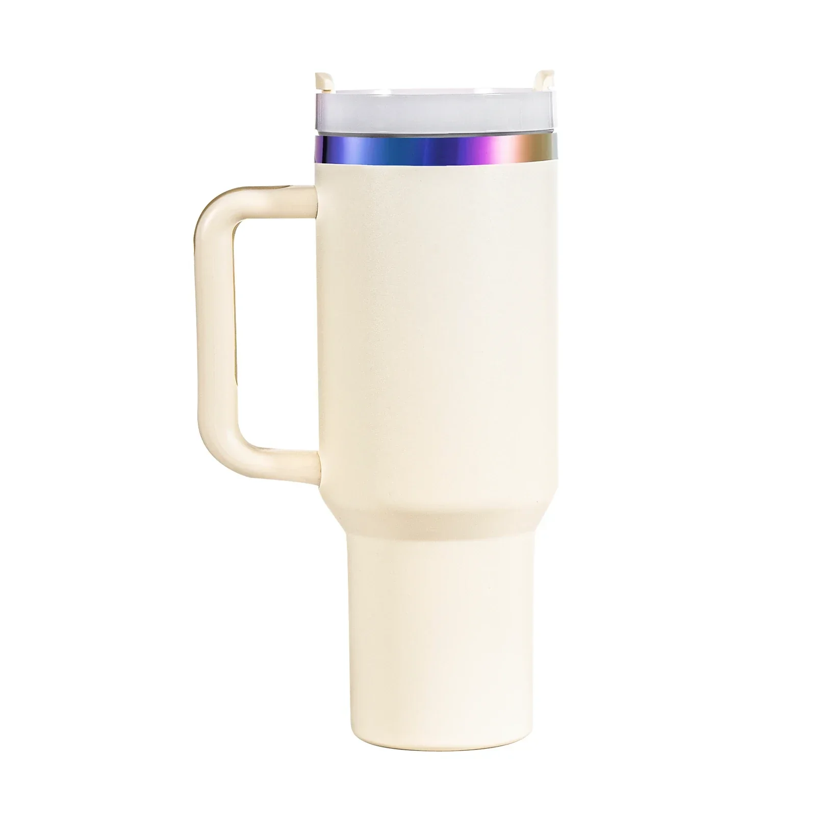 Cream White To Iridescent Stainless Steel Tumbler with Removable Handle (40oz)