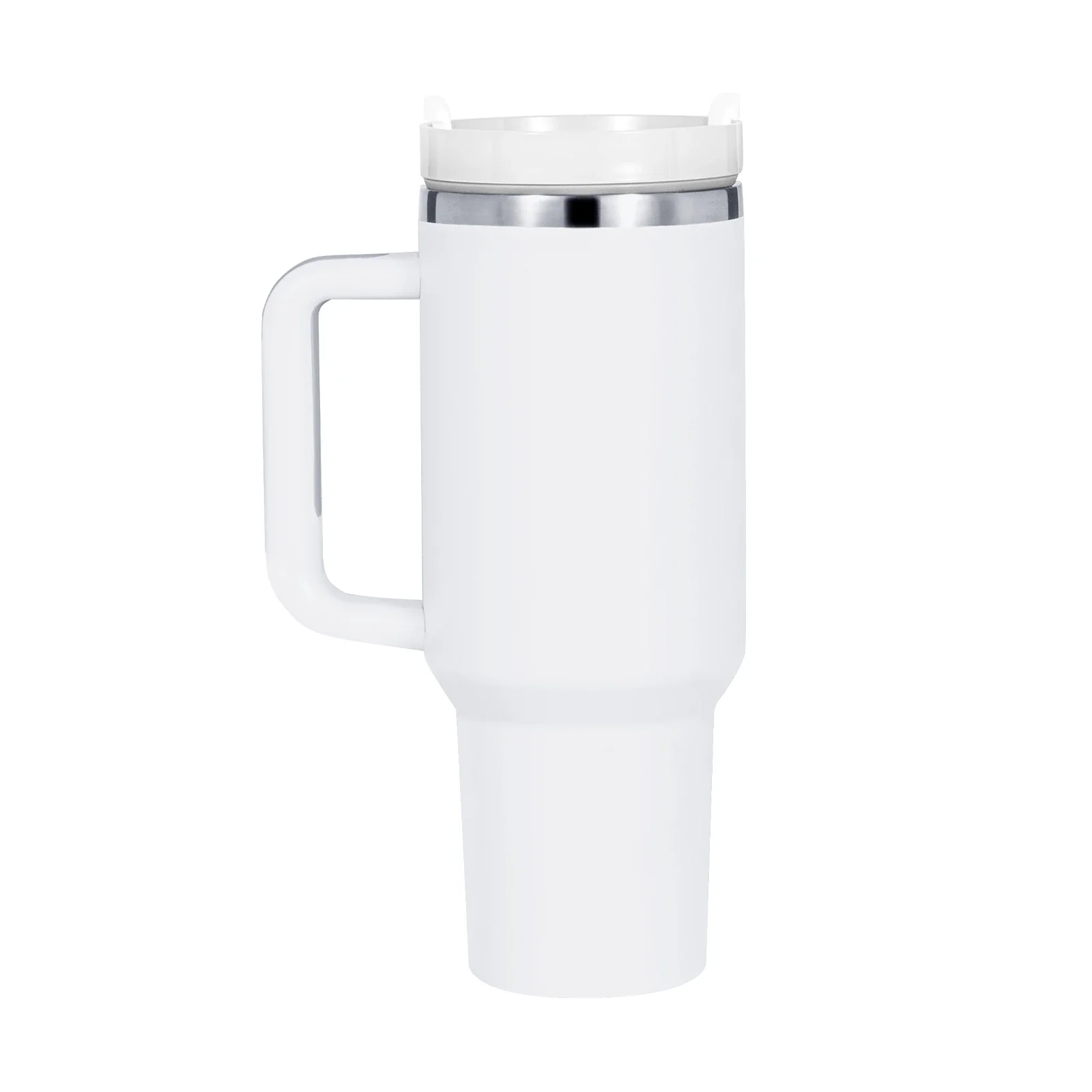 White to Silver Stainless Steel Tumbler with Removable Handle (1,18 L)