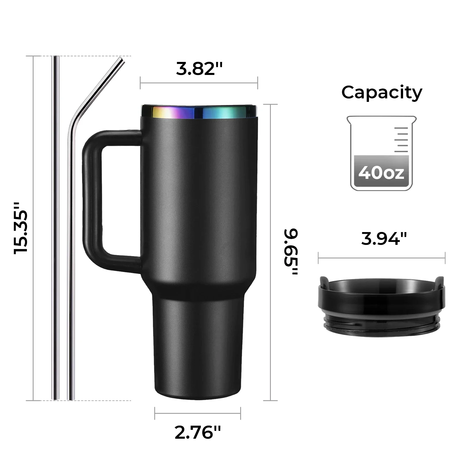 White to Silver Stainless Steel Tumbler with Removable Handle (1,18 L) - Image 5