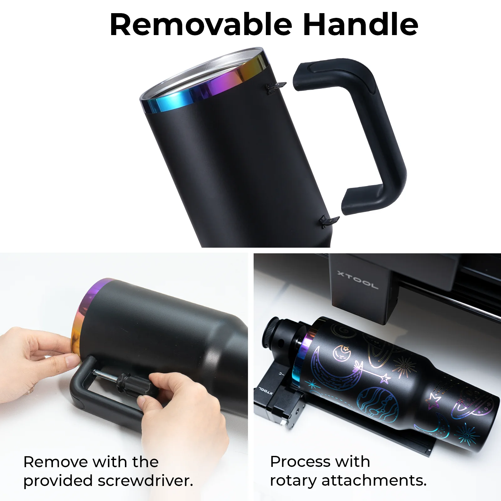 White to Silver Stainless Steel Tumbler with Removable Handle (1,18 L) - Image 7