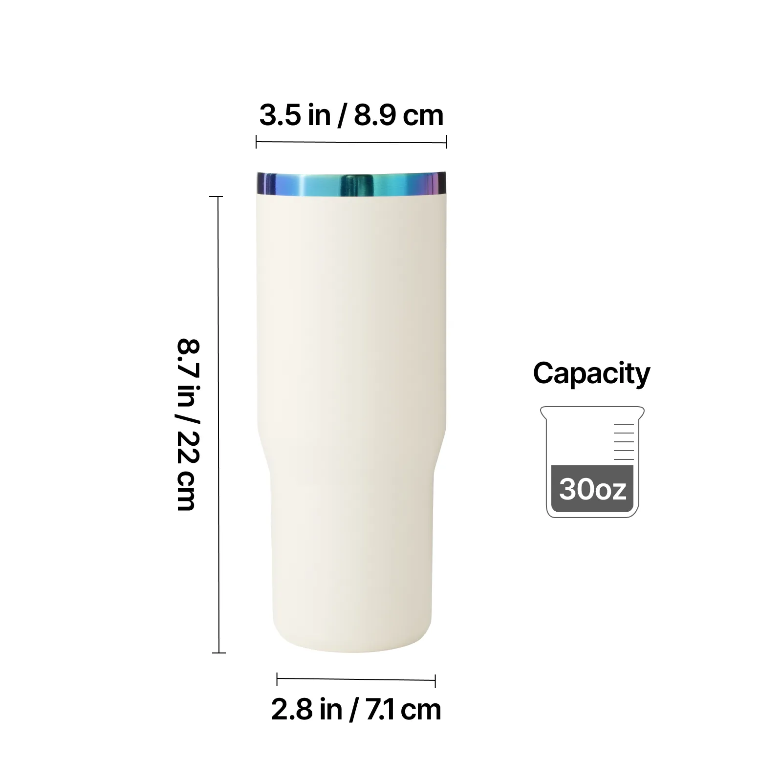 Pastel Blue to Iridescent Stainless Steel Tumbler with Handle and Straw (0,89 L) - Image 3