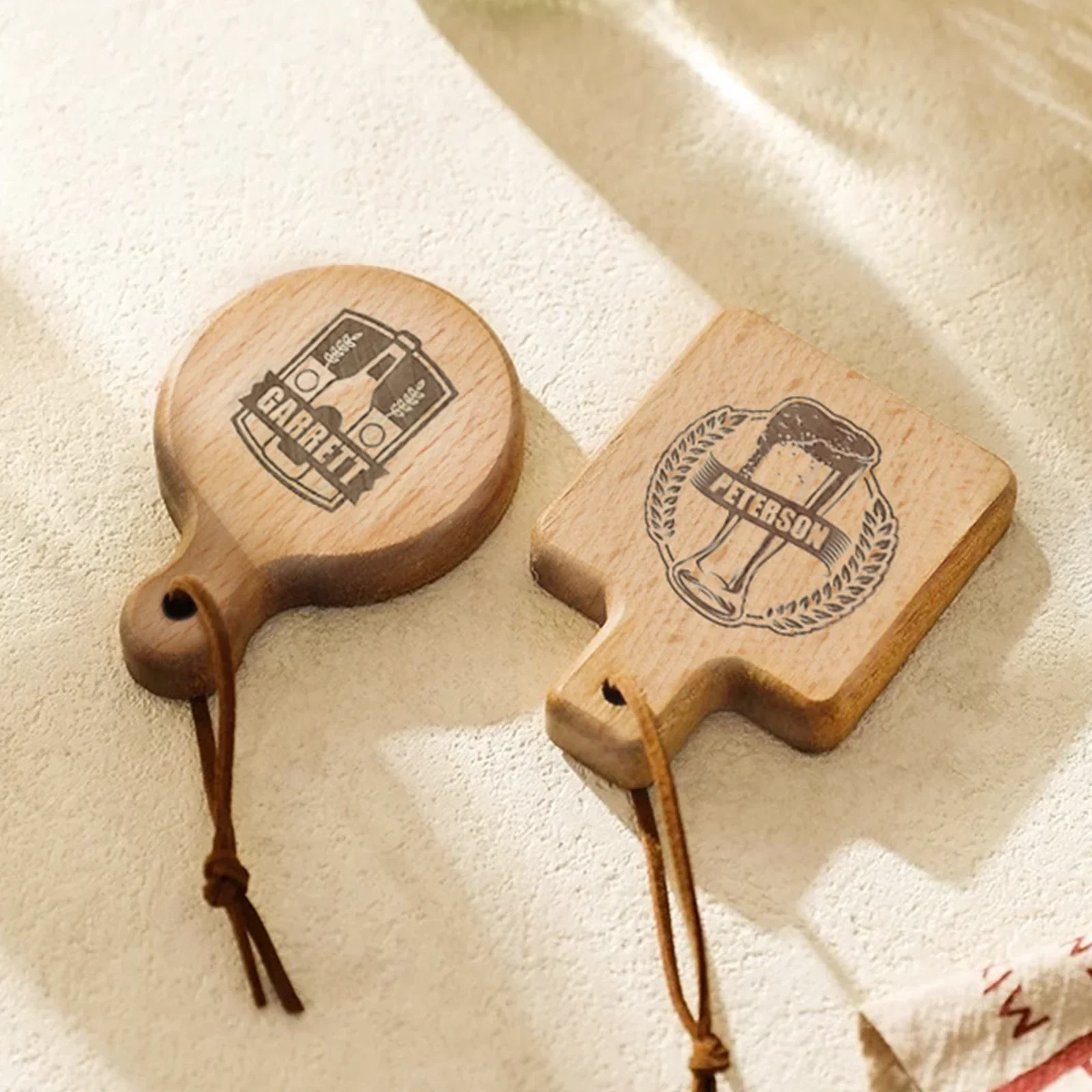 Wooden Round and Square Magnet Bottle Opener (2pcs) - Image 2