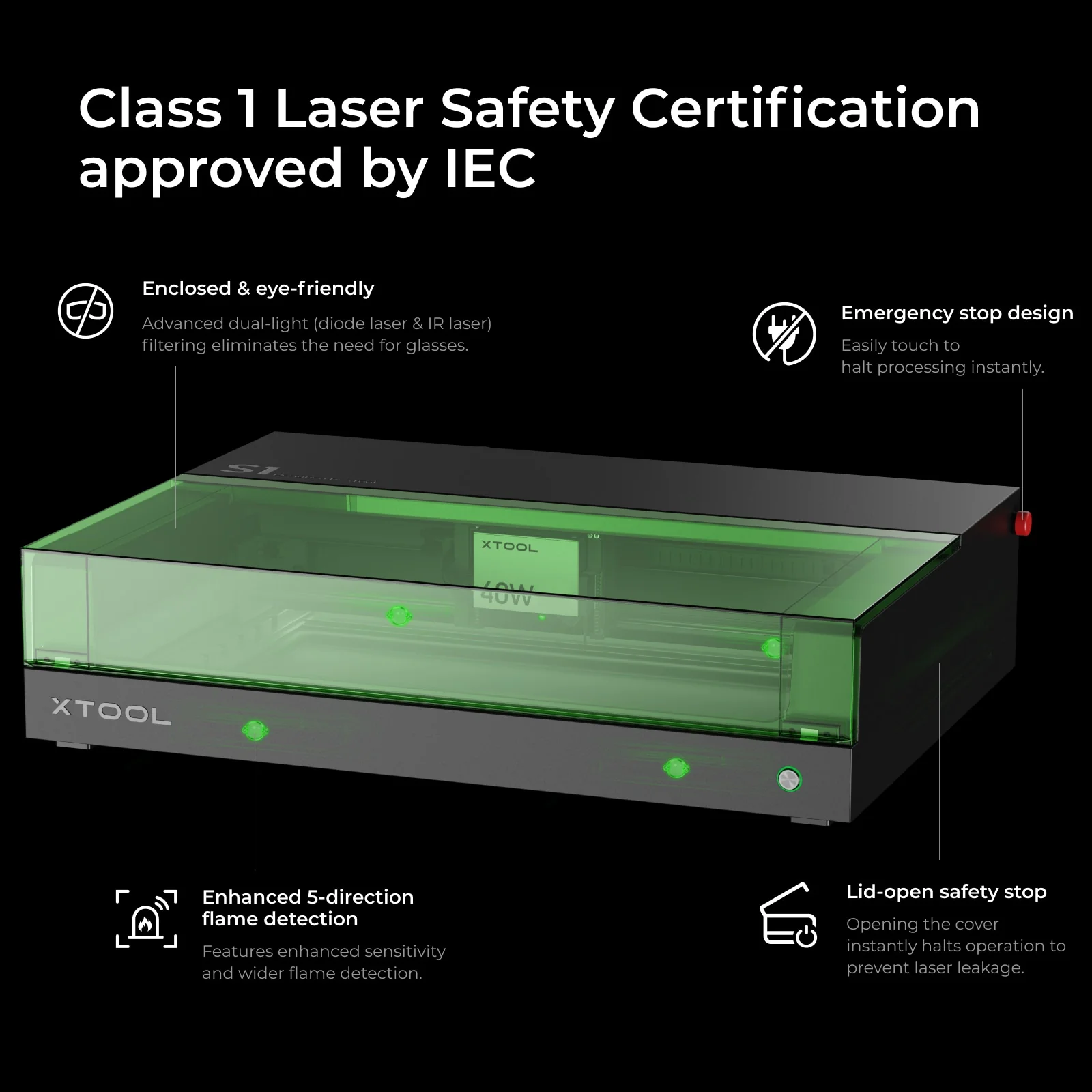 xTool S1 + 1064nm IR Laser Kit: Enclosed Diode Laser Engraver & Cutter - Image 6