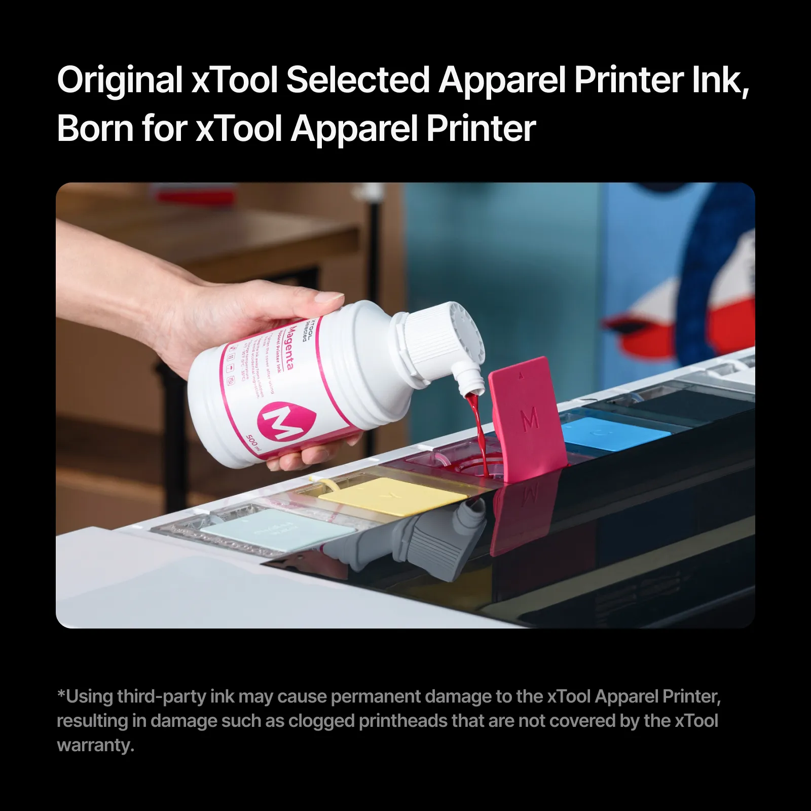 xTool Selected Apparel Printer Cyan Ink (500ml) - Image 5