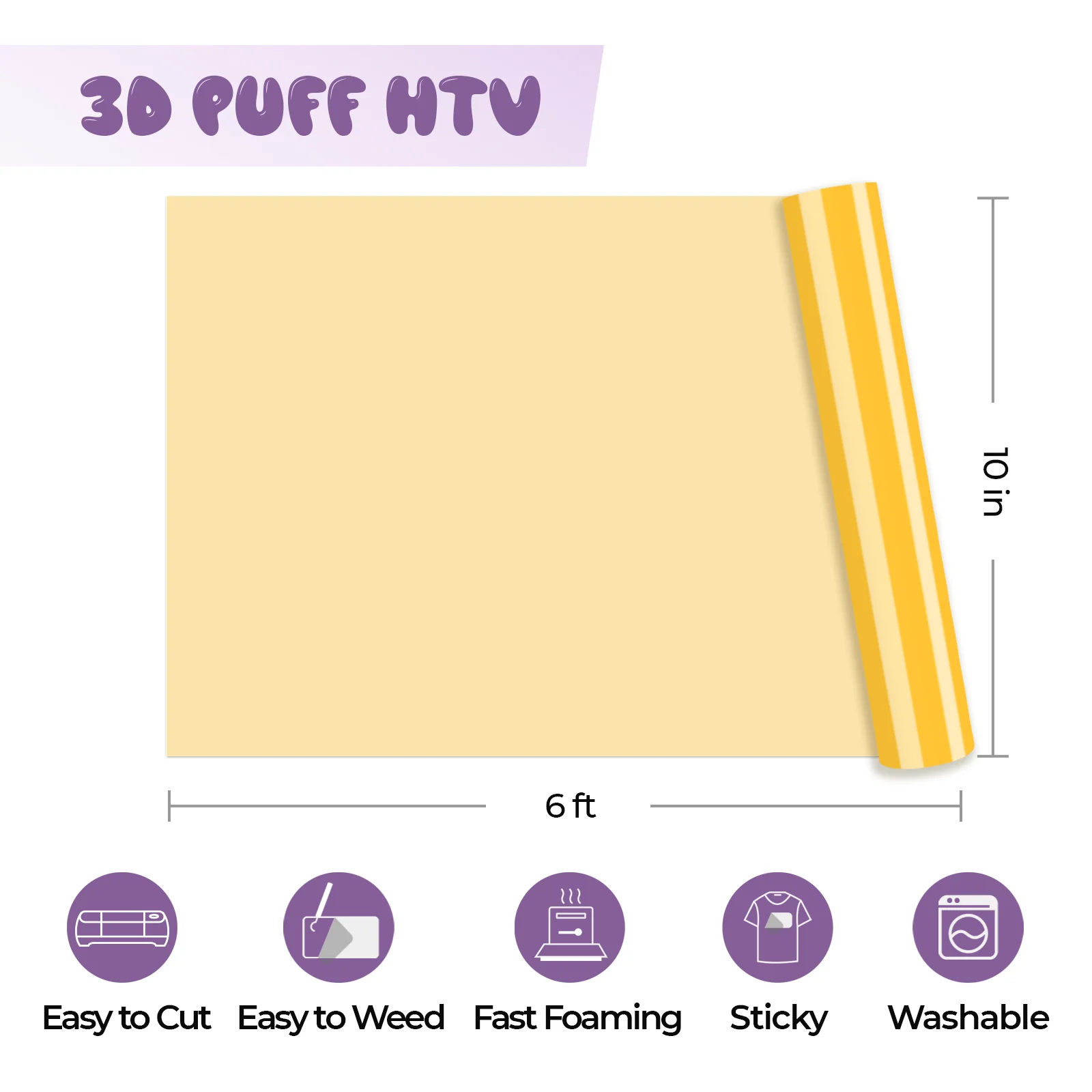 Yellow 3D Puff Heat Transfer Vinyl Roll - Image 7
